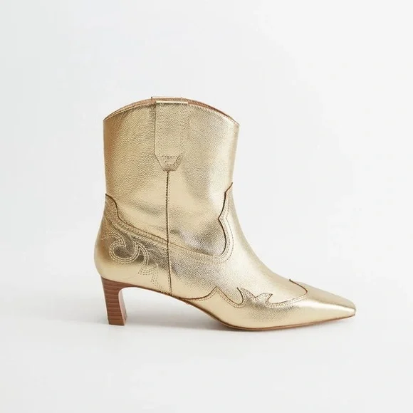 Mango sz 39 Violeta Gold bovine leather cowboy boots bloggers fav - Picture 4 of 16